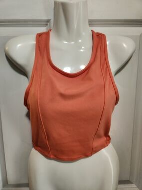 all in motion Coral Racerback Crop Tank